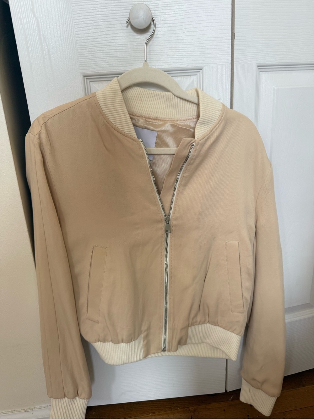 MANGO Women's Cream Bomber Jacket - Lightweight Zip Front